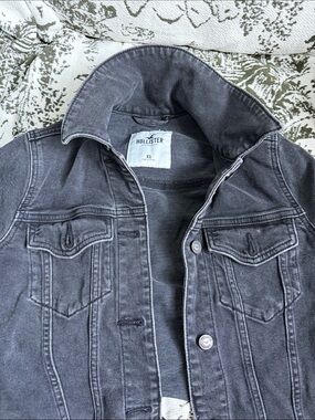 Hollister Washed Charcoal Gray Denim Jacket